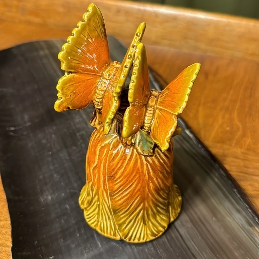 Vintage Ceramic Butterfly Bell Vintage Bohemian Fairy Fantasy Nympth Garden Bell